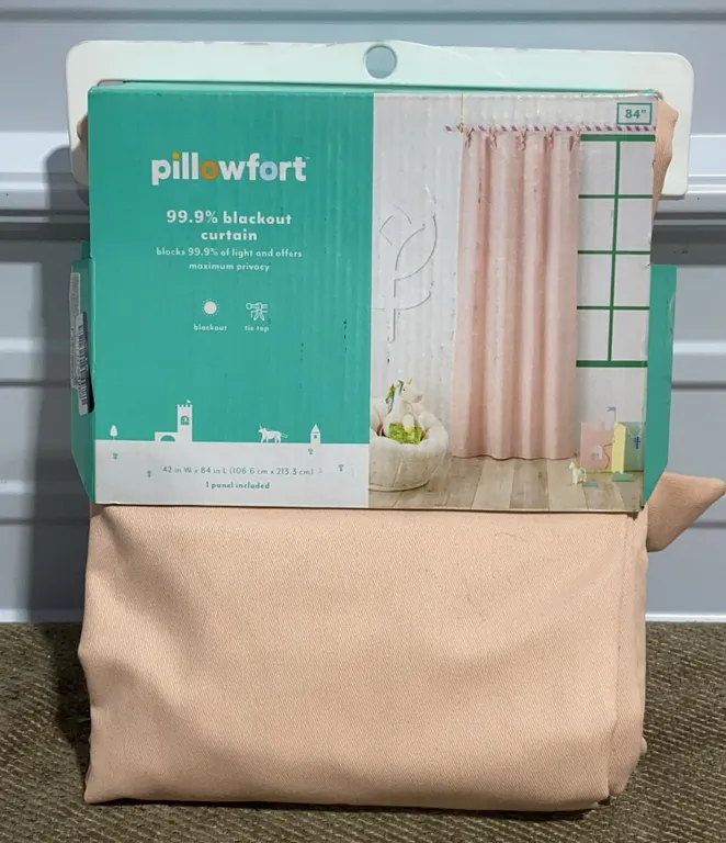 *NEW* Pillowfort 42"W x 95"L Tie Top Embellished Blackout Window Curtain Panel