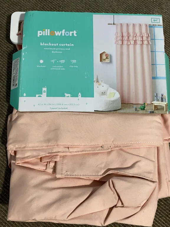 *NEW* Pillowfort 42"x84" Soft Pink Ruffle Top Heavy Blackout Curtain Panel