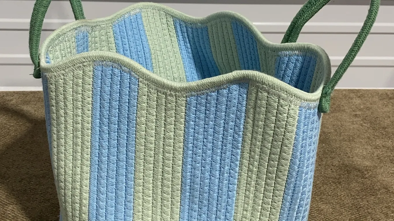 *APPEARS NEW* Pillowfort Small Striped Coiled Kids' Rope Basket - Green