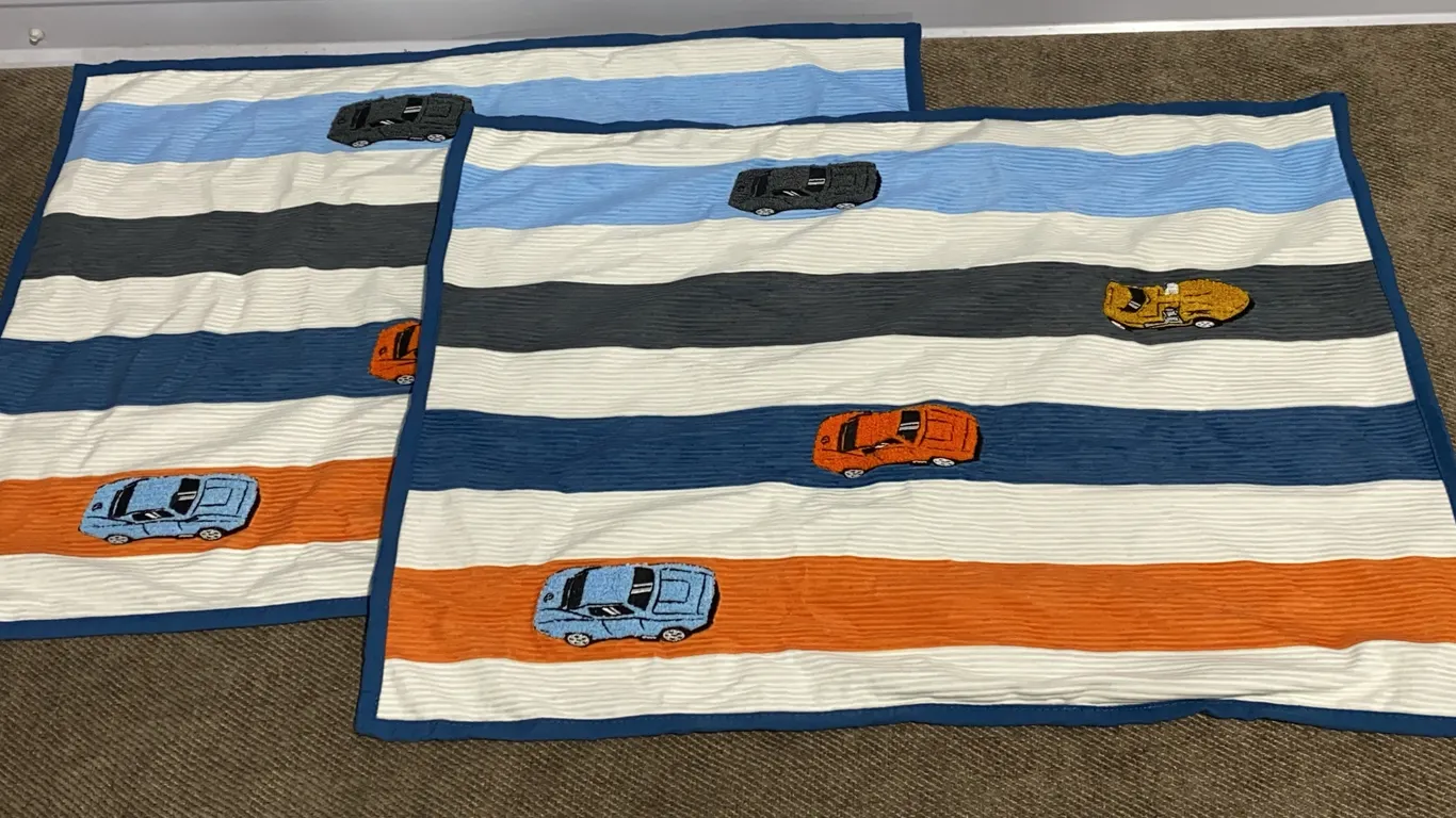 *NEW* Set of Hot Wheels Retro Track Corduroy Shams - Cream