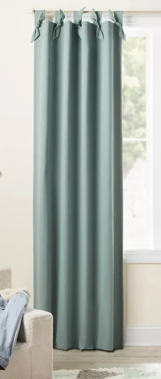 *NEW* Pillowfort 42"W x 84"L Tie Top Embellished Kids' Blackout Window Curtain Panel - Smoke Green