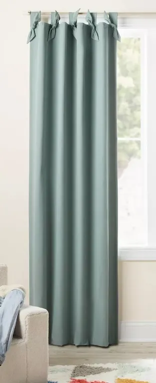 *NEW* Pillowfort 42"W x 84"L Tie Top Embellished Kids' Blackout Window Curtain Panel - Smoke Green