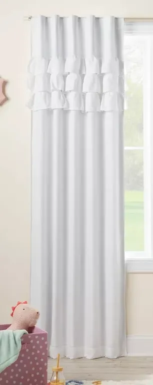 *NEW* Pillowfort 42"W x 84"L Ruffle Kids' Blackout Window Curtain Panel - White