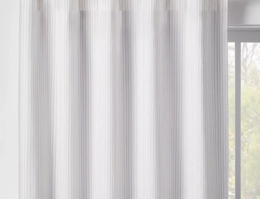 *NEW* Pillowfort 42"W x 84"L Mini Striped Blackout Window Curtain Panel - Beige