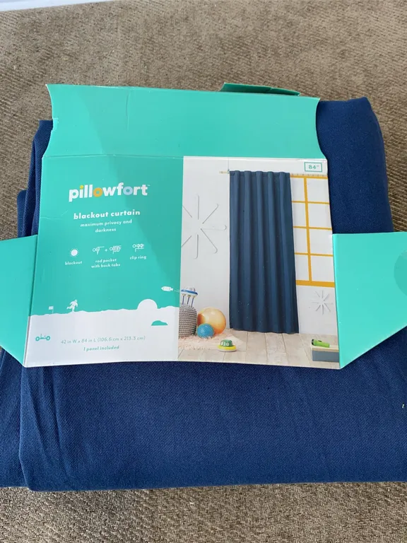 *APPEARS NEW* Pillowfort 42"x84" Blackout Chambray Cotton Kids' Panel - Navy Twill