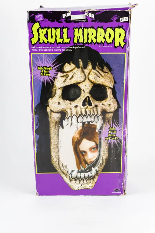 Vintage Halloween Hooded Skull Wall Mirror Prop Decoration