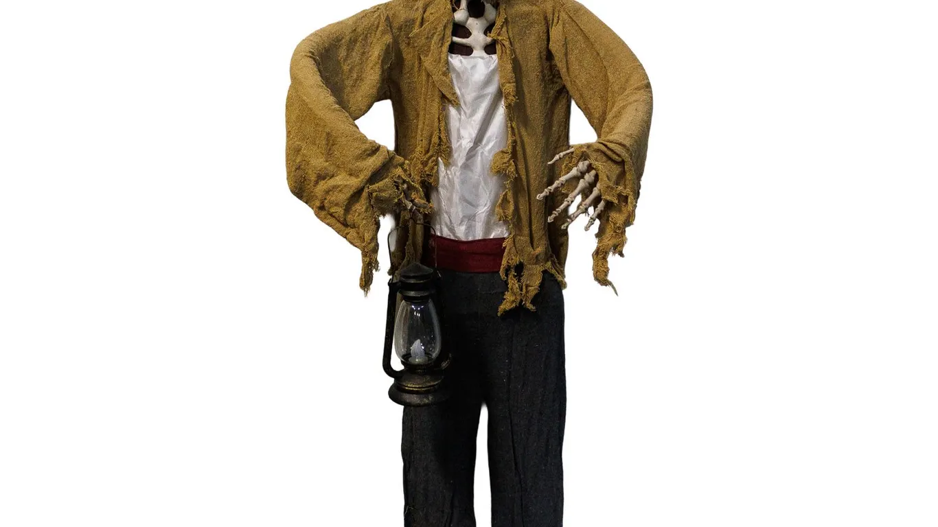 Life-Size Skeleton with Lantern Halloween Prop