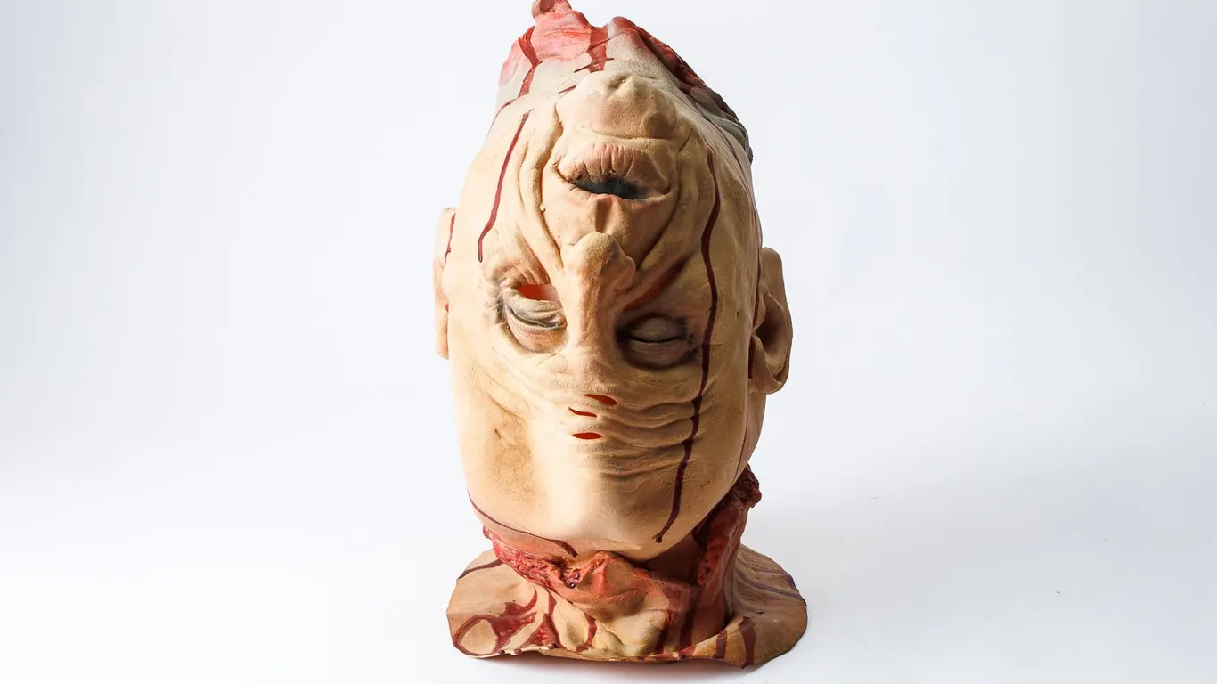 Upside Down Severed Head Latex Halloween Mask