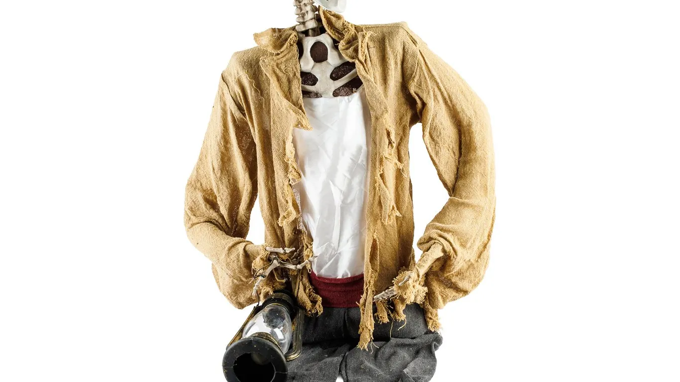 Life-Size Skeleton with Lantern Halloween Prop