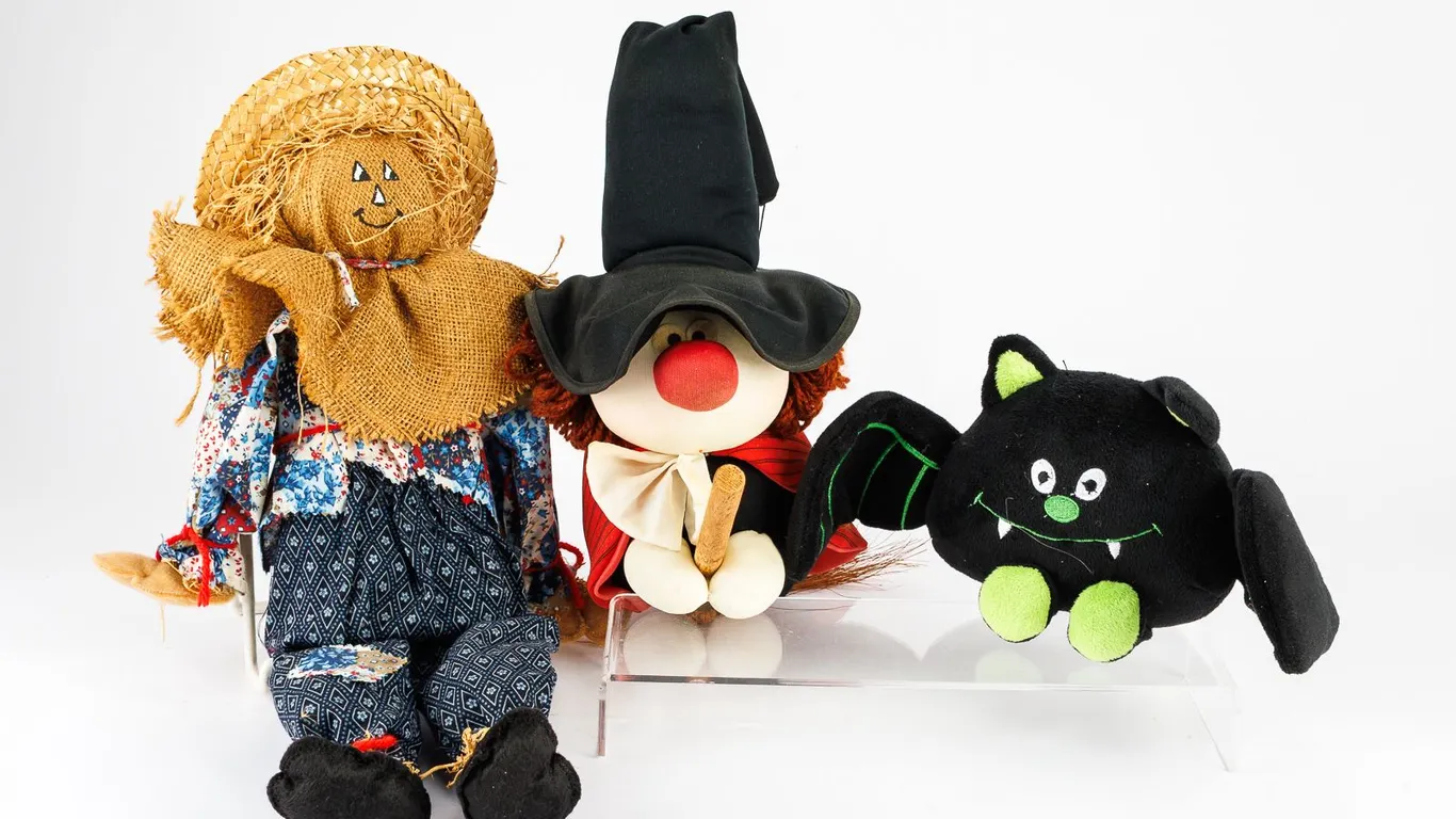 A Grouping of Cute Halloween & Fall Items. A Witch, Cat and Scarecrow!