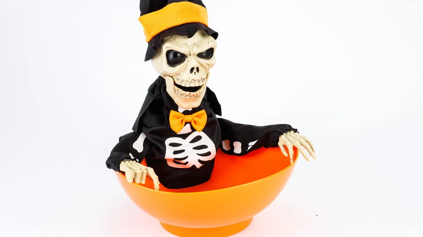 Animated Talking Skeleton Trick-or-Treat Dish