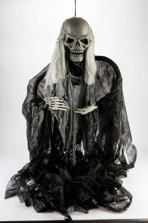 Vintage Hanging Skeleton Grim Reaper Halloween Prop