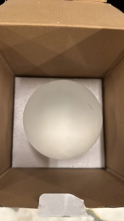 Frosted glass sphere globe. Item no. 7.80265. Features a white frosted finish. 5" Dia.