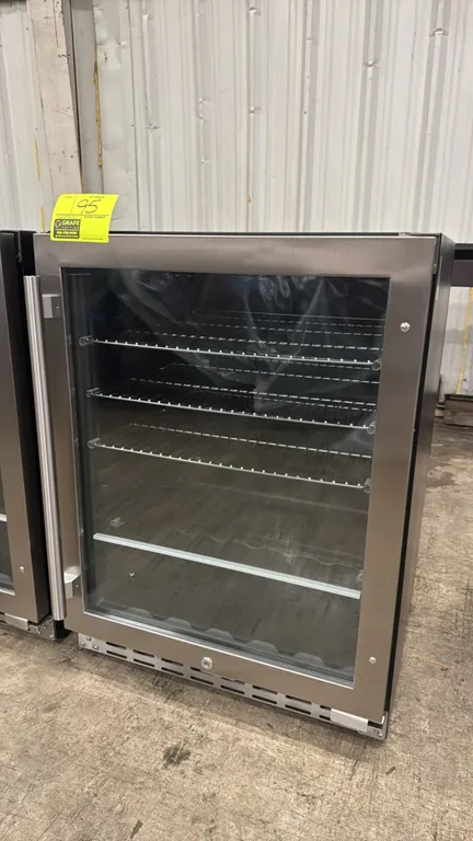 2024 Summit ALBV2466 self-contained beverage cooler. Features glass display door with stainless steel trim, digital temperature controls, LED lighting