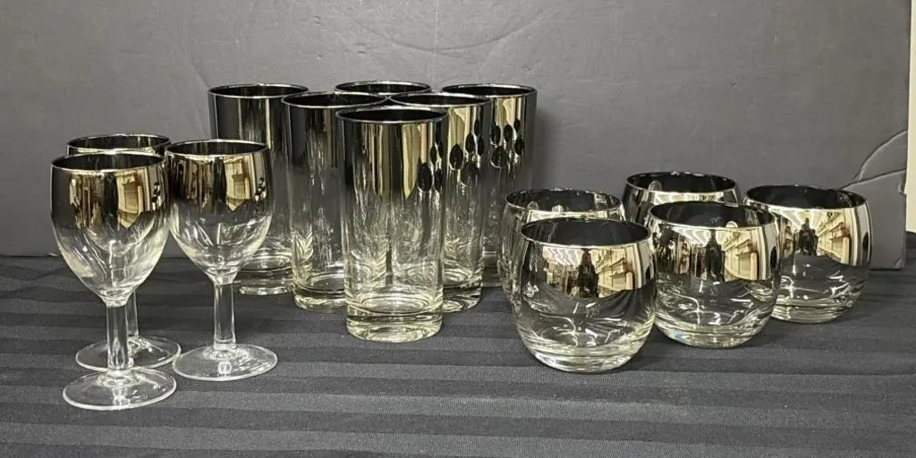 Silver Accented Glassware Set
