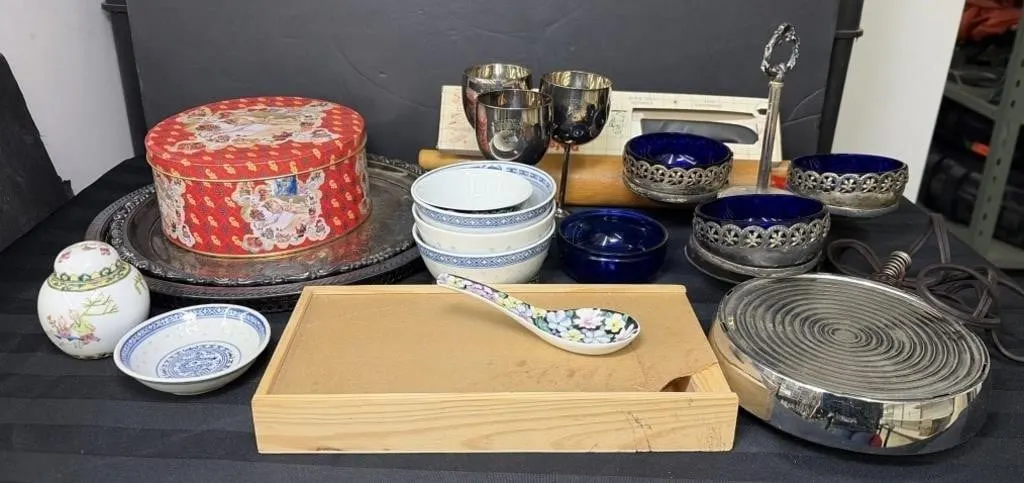 Vintage Cobalt Blue Condiment Tray, President