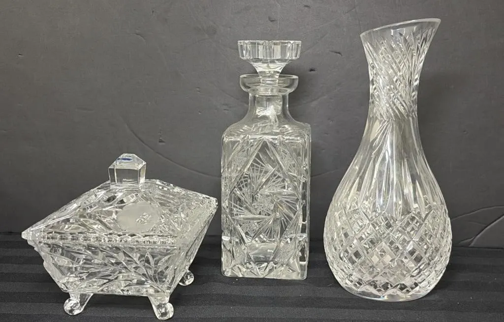 Crystal Candy Dish, Decanter & Pitcher