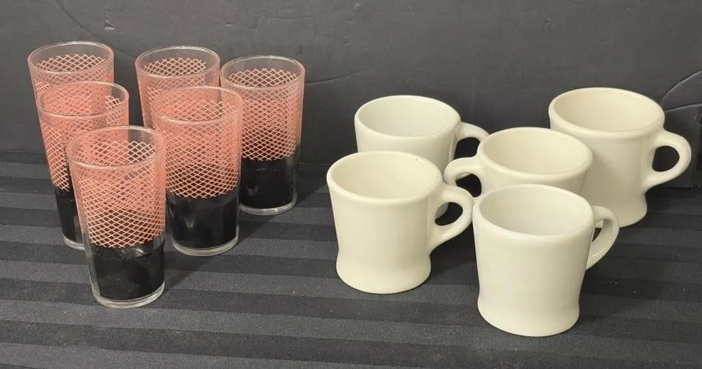 Set of 6 MCM Vintage Glasses & 5 Stoneware Mugs