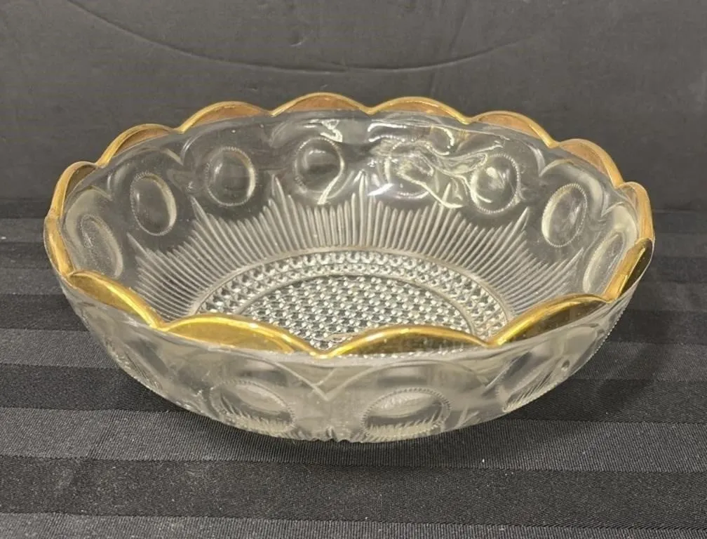 Vintage clear pressed glass serving bowl