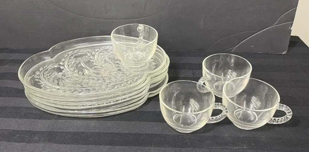 Vintage clear glass snack set