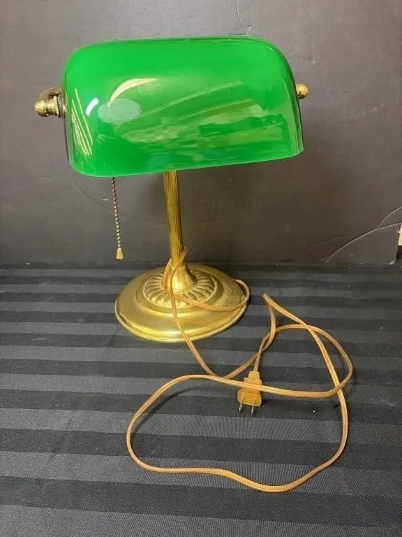 Bankers Lamp with Green Glass Shade