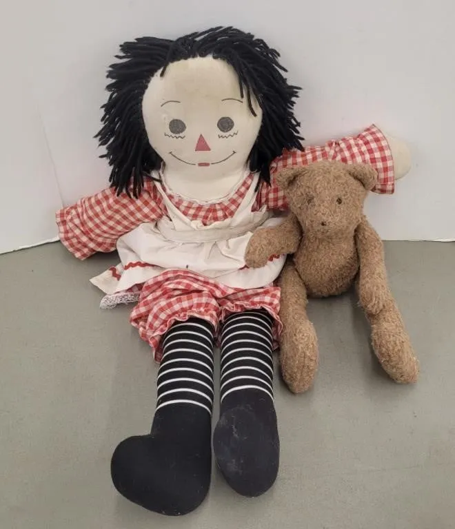25" Tall Raggedy Ann Doll, 14" Teddy Bear