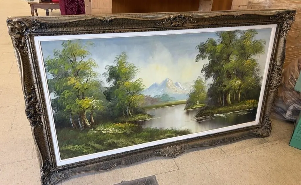 Vintage framed landscape oil painting
