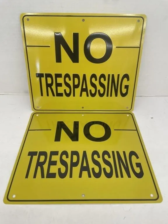 Pair of metal �No Trespassing� signs. Approx. 0�