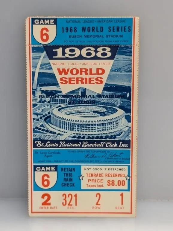 1968 WSG 6 Busch Memorial Stadium St. Louis Ticket