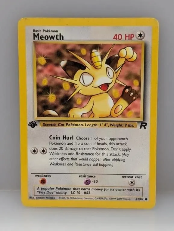 Pokemon 2000 1st Edition Meowth 62 Surface