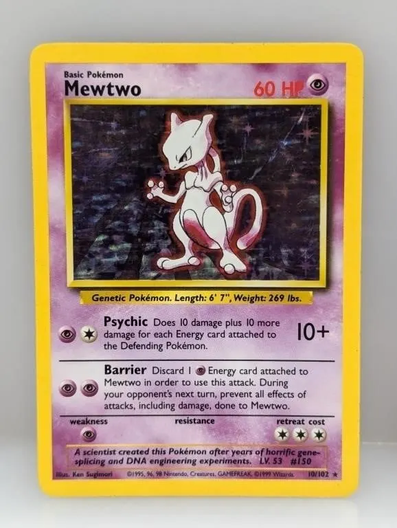 Pokemon 1999 Mewtwo Holo 10 Scratch