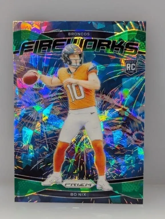 2024 Panini Prizm Green Fireworks Bo Nix RC #23