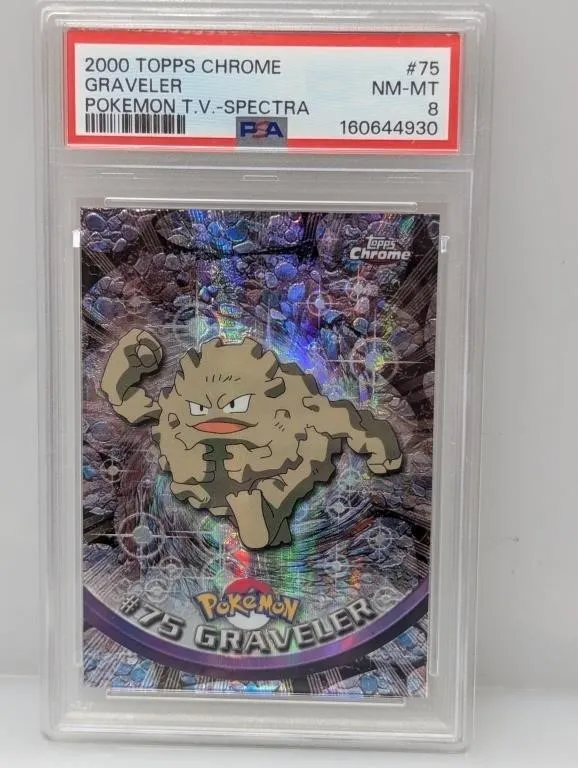 2000 Topps Chrome Pokemon Graveler Spectra PSA 8