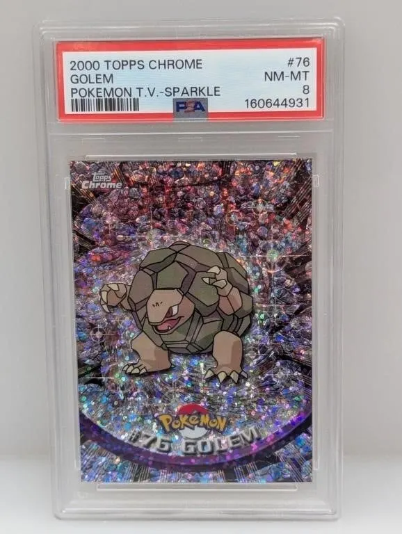 2000 Topps Chrome Pokemon Golem Sparkle #76 PSA 8