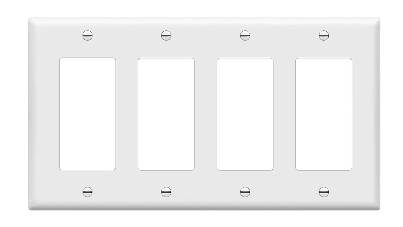 ENERLITES 4-Gang Decorator Wall Plate White
