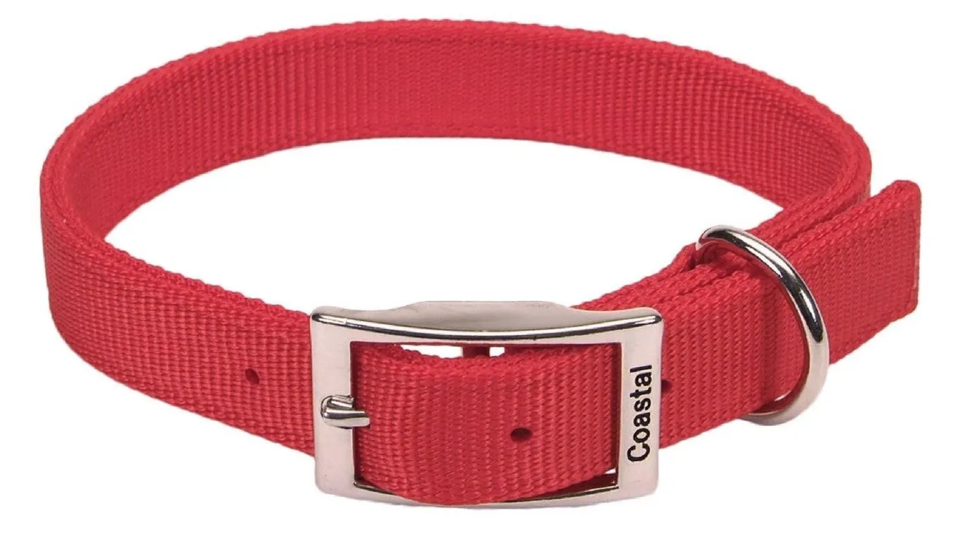 Coastal Double-Ply Dog Collar Red 1 x 22