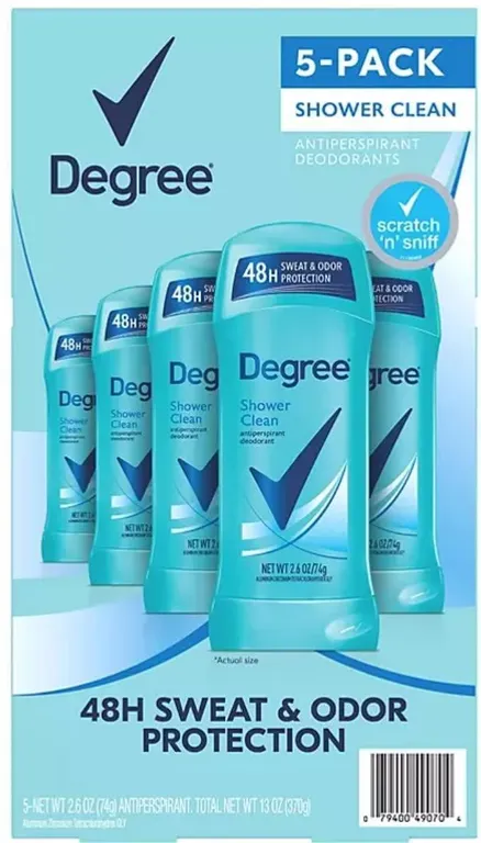 Degree Shower Clean Antiperspirant 2.6oz 5pk