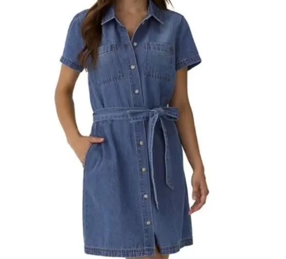 Frye Belted Denim Mini Dress Size M