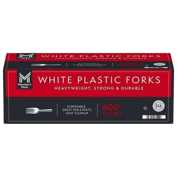 Heavyweight White Plastic Forks 600ct