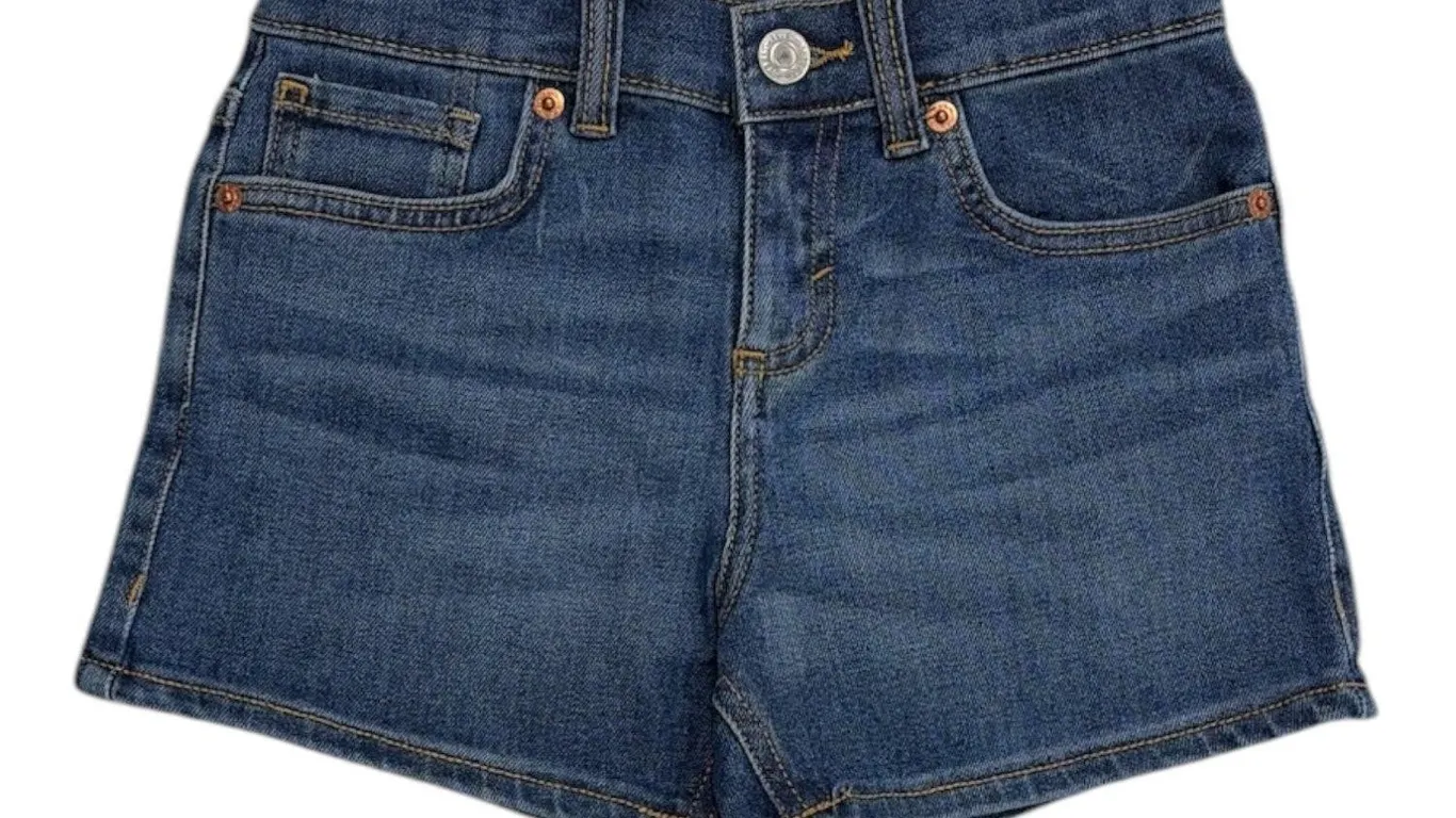 Levis Girls Mid Rise Denim Shorts Medium Wash L
