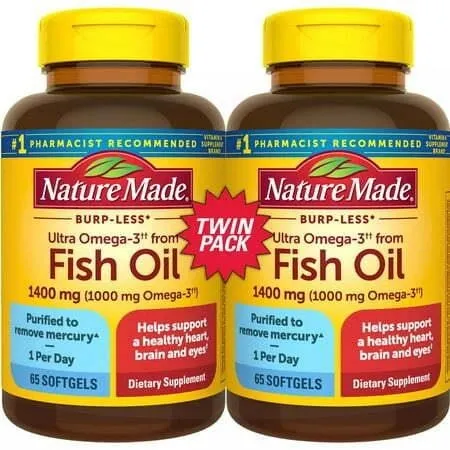 Nature Made Ultra Omega 3 Fish Oil 1400mg 65ct 2pk