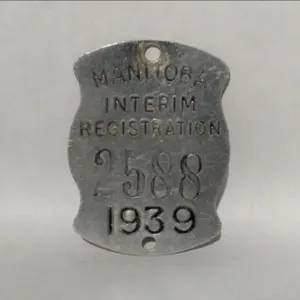 1939 Manitoba Interim Registration Tag license