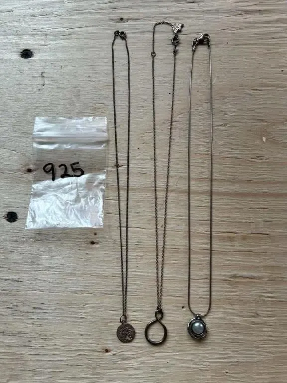 925 Silver necklace lot