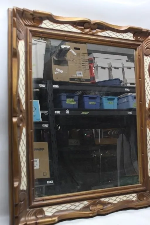 Ornate Carved Wood Framed Wall Mirror