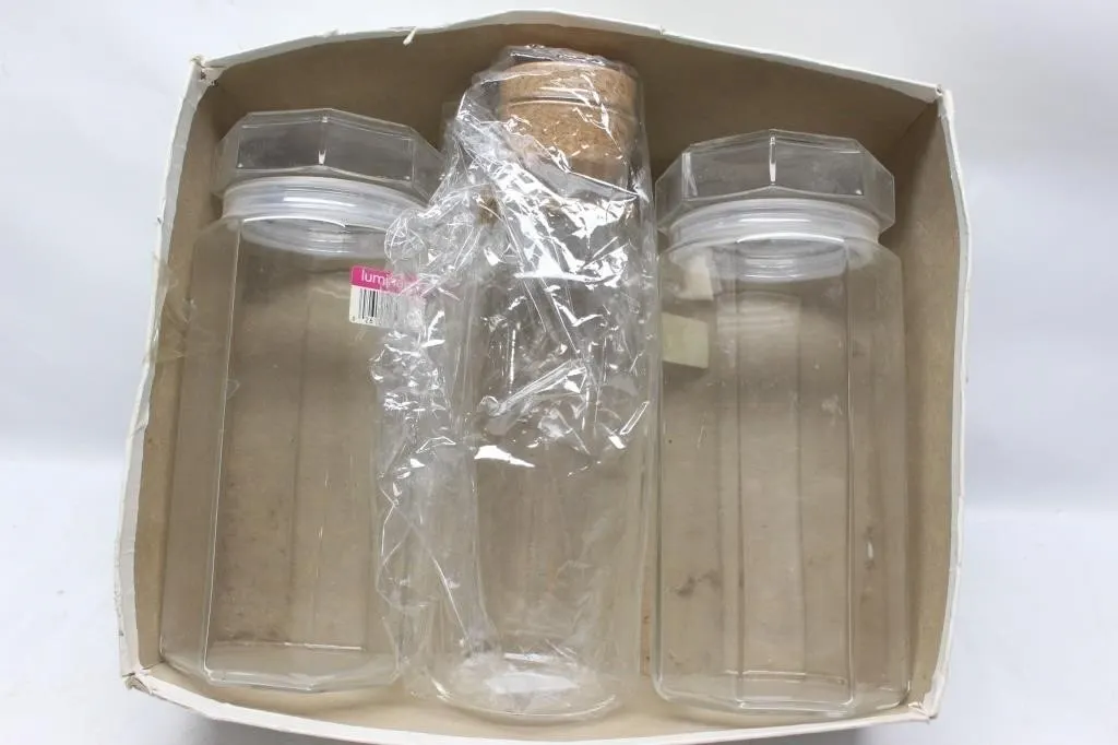Set of Glass Storage Jars with Cork Lid