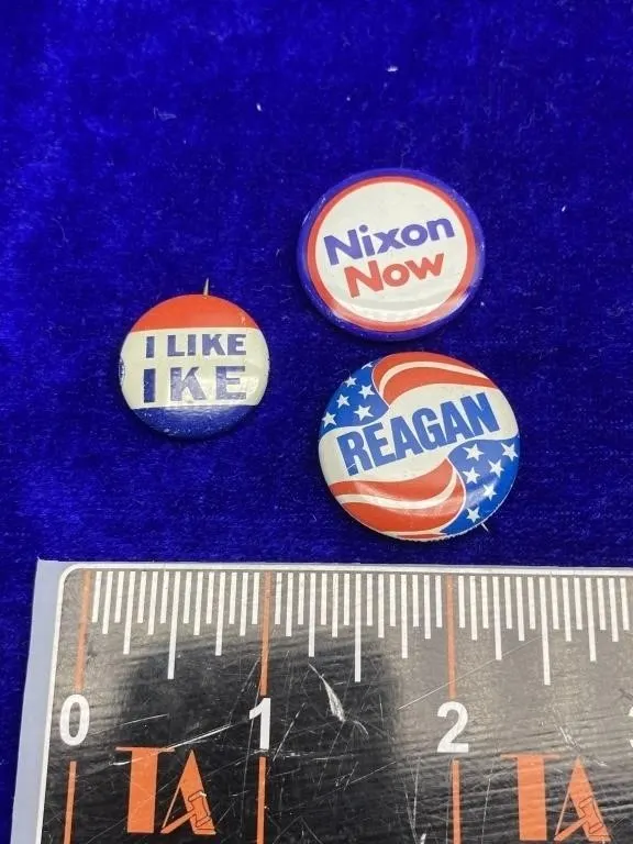 Political Campaign Buttons: Ike, Nixon, Reagan
