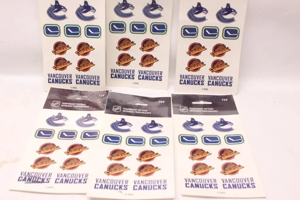 Vancouver Canucks NHL Temporary Tattoos, Lot of 6
