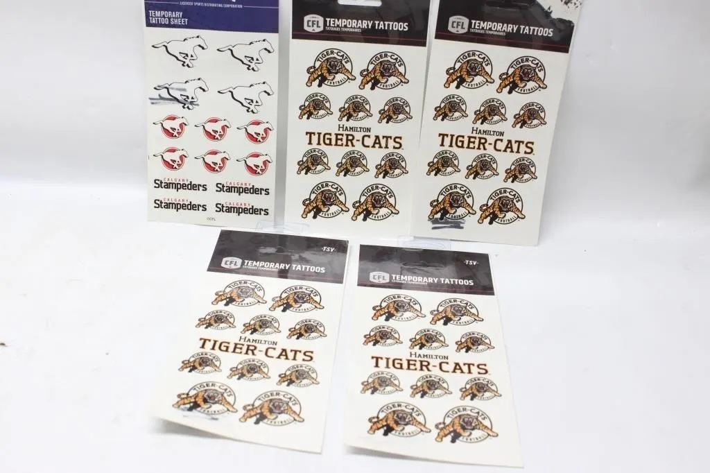 CFL Temporary Tattoo Sheets - Tiger-Cats &
