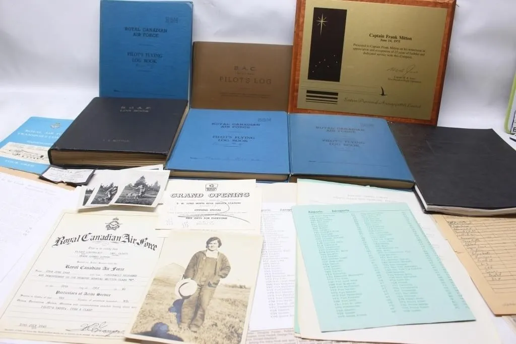 RCAF Pilot Frank Mitton Log Books & Documents