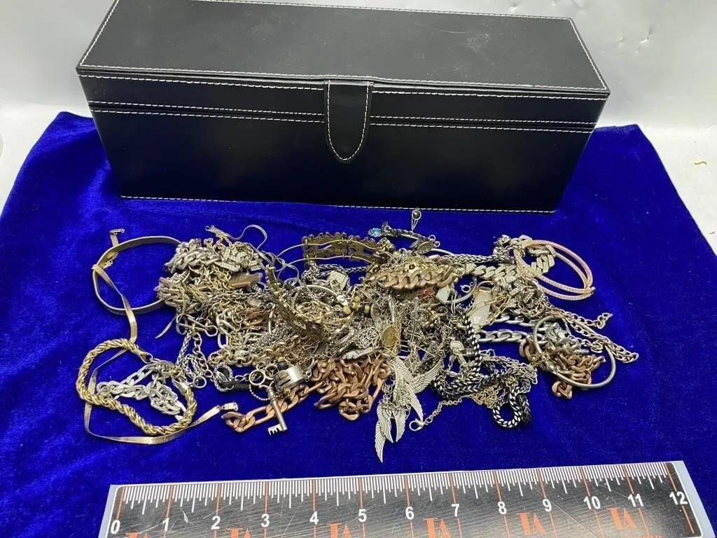 Costume Jewelry Lot w/ Storage Box